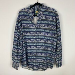 Cabela's Blue & Purple Western Aztec Button Down Heavyweight Shacket